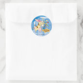 牛と鶏のハグのグラフィック ラウンドシール (バッグ)