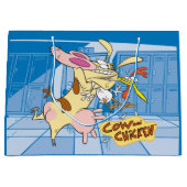 牛と鶏のハグのグラフィック ラージペーパーバッグ (正面)