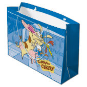 牛と鶏のハグのグラフィック ラージペーパーバッグ (裏面アングル)