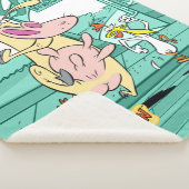 牛と鶏のランニンググラフィック シェルパブランケット (3/4)