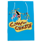 牛と鶏のロゴグラフィック ミディアムペーパーバッグ (正面)