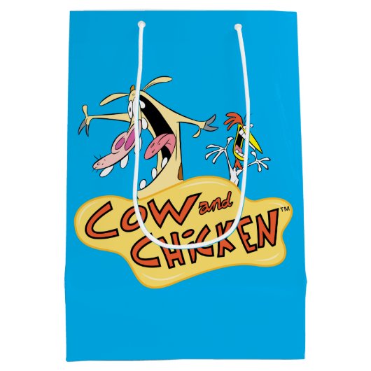 牛と鶏のロゴグラフィック ミディアムペーパーバッグ (裏面)