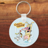 牛と鶏の笑いグラフィック キーホルダー (正面)