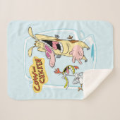 牛と鶏の笑いグラフィック シェルパブランケット (正面(横))