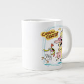 牛と鶏の笑いグラフィック ジャンボコーヒーマグカップ (正面右)