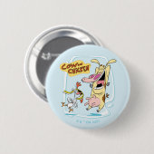 牛と鶏の笑いグラフィック 缶バッジ (正面&裏面)