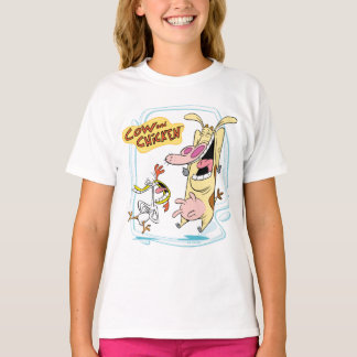 牛と鶏の笑いグラフィック Tシャツ