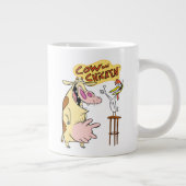 牛と鶏の笑顔グラフィック ジャンボコーヒーマグカップ (右)