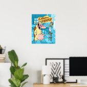 牛と鶏の笑顔グラフィック ポスター (ホームオフィス)