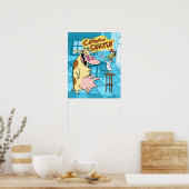 牛と鶏の笑顔グラフィック ポスター (キッチン)