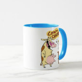 牛と鶏の笑顔グラフィック マグカップ (正面右)