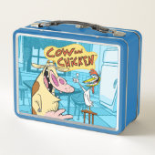 牛と鶏の笑顔グラフィック メタルランチボックス (裏面)