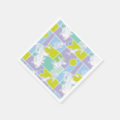 牛と鶏の色のブロックパターン スタンダードカクテルナプキン (角)