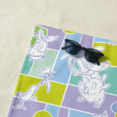 牛と鶏の色のブロックパターン ビーチタオル (インサイチュ)