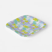 牛と鶏の色のブロックパターン ペーパープレート (傾斜あり)