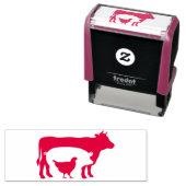 牛と鶏の農場の写真 セルフインキングスタンプ (インサイチュ)