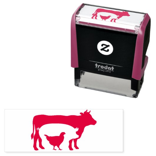 牛と鶏の農場の写真 セルフインキングスタンプ (インサイチュ)