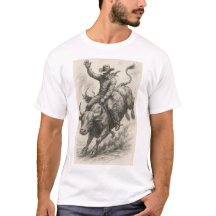 牛に乗るカウボーイの美しいスケッチアート