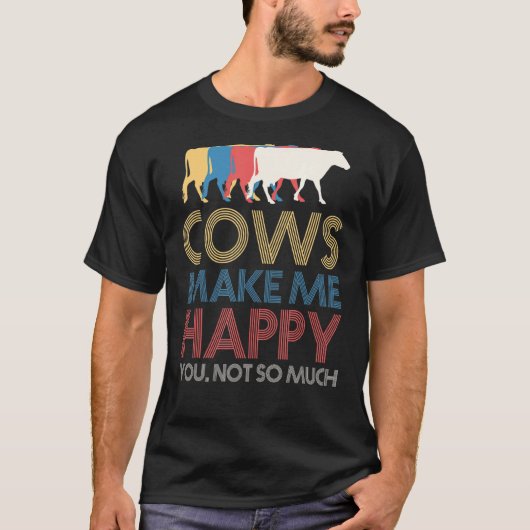 牛に幸せをもらう牛 Tシャツ (正面)