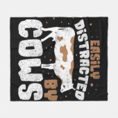 牛に簡単に気を散らす|牛の恋人の毛布の贈り物 フリースブランケット (正面(横))