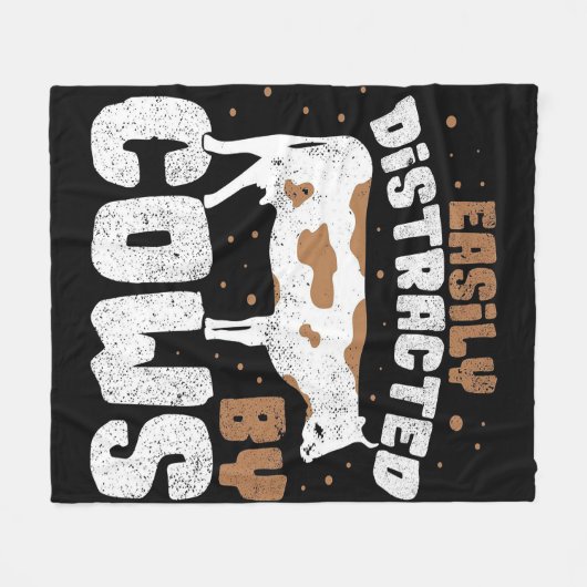 牛に簡単に気を散らす|牛の恋人の毛布の贈り物 フリースブランケット (正面(横))