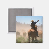 牛に群れを作るカウボーイ マグネット (正面/裏面)