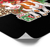 牛のおもしろいクリスマスツリークリスマス牛の愛好家の男性の女性 ポスター (角)