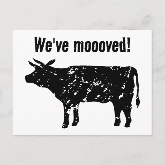 牛のおもしろいシルエット付き移動はがき 案内ポストカード (正面)