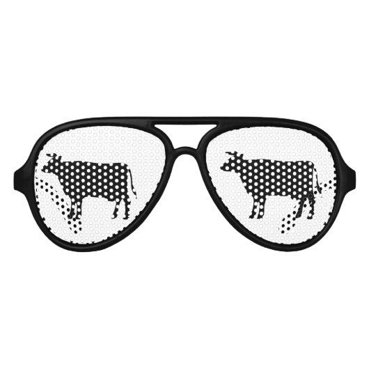 牛のおもしろいシルエット養殖動物 アビエーターサングラス (正面)