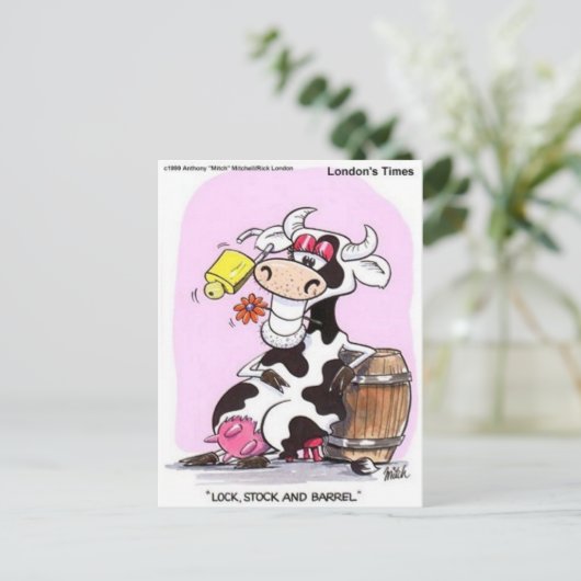 牛のおもしろい漫画のギフトT&収集品 ポストカード (スタンド正面)