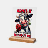 牛のおもしろい退屈な人生のワードアート アクリルサイン (傾斜)