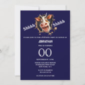 牛のおもしろい顔驚きのパーティー任意の年齢青 招待状 (正面)