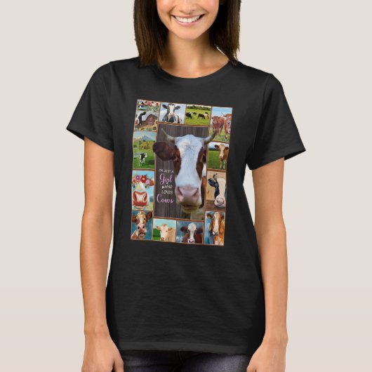 牛のかわいい牛のコスチュームミルクFaを愛しているだけの女の子 Tシャツ (正面)