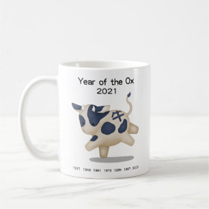 牛のかわいい〔占星術の〕十二宮図動物の年2021 コーヒーマグカップ