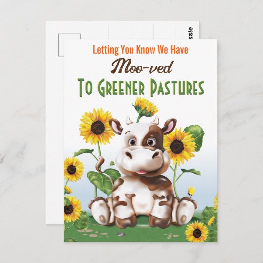 牛のひまわりアドレスの変更 ポストカード (正面/裏面)