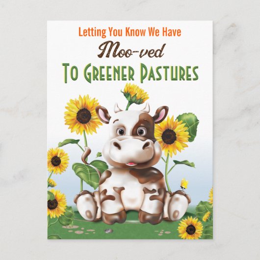 牛のひまわりアドレスの変更 ポストカード (正面)