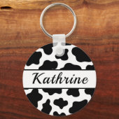 牛のアニマルプリント名キーチェーン キーホルダー (正面)