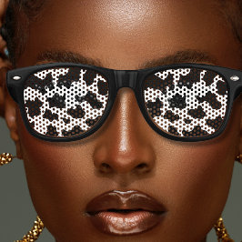 牛のアニマルプリント斑点パターンブラック&ホワイト レトロサングラス