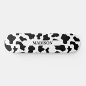 牛のアニマルプリント斑点ブラック&ホワイト名 スケートボード (横)