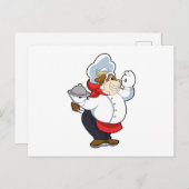 牛のウェイターがサービスプレートを持って ポストカード (正面/裏面)