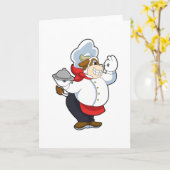 牛のウェイターがサービングプレートを持って カード (黄色い花)