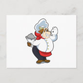 牛のウェイターがサービングプレートを持って ポストカード (正面)