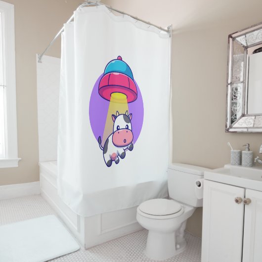 牛のエイリアン取り出しおもしろいかわいい シャワーカーテン (インサイチュ)