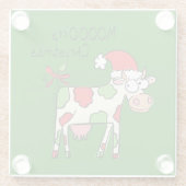 牛のカおもしろいートーンのクリスマス ガラスコースター (裏面)