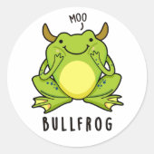 牛のカエルおもしろいのカエルのフン ラウンドシール (正面)