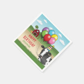 牛のカラフル持ち風船キッド誕生日 スタンダードカクテルナプキン (角)