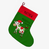 牛のカートゥーおもしろいンクリスマスホリデーストッキング ラージクリスマスストッキング (正面 (吊り時))
