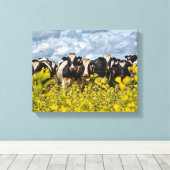 牛のキャンバスの列 キャンバスプリント (インサイチュ (ウッドフロア))