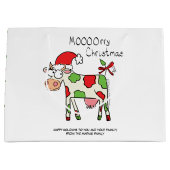 牛のクリスマスかわいい子どもたち ラージペーパーバッグ (正面)