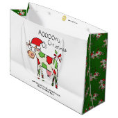 牛のクリスマスかわいい子どもたち ラージペーパーバッグ (正面アングル)